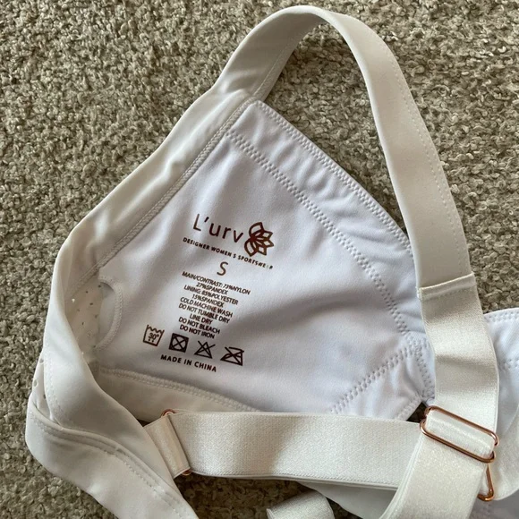 L’urv white sports bra bralette sweetheart cutout front adjustable strap small - Picture 4 of 4